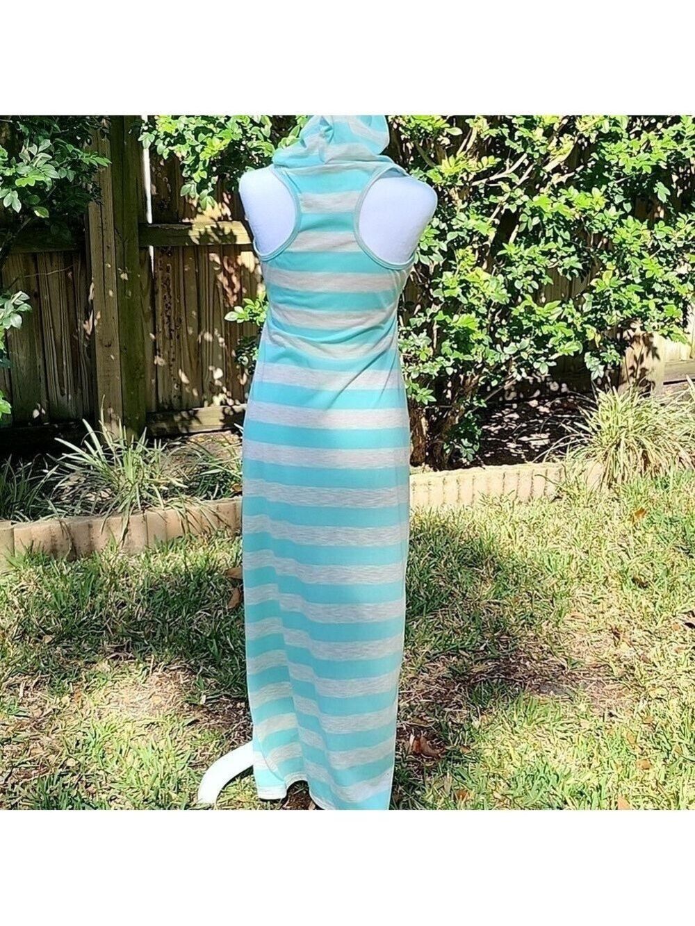 LILY BLEU MAXI DRESS TEAL & GREY - Picture 2 of 9